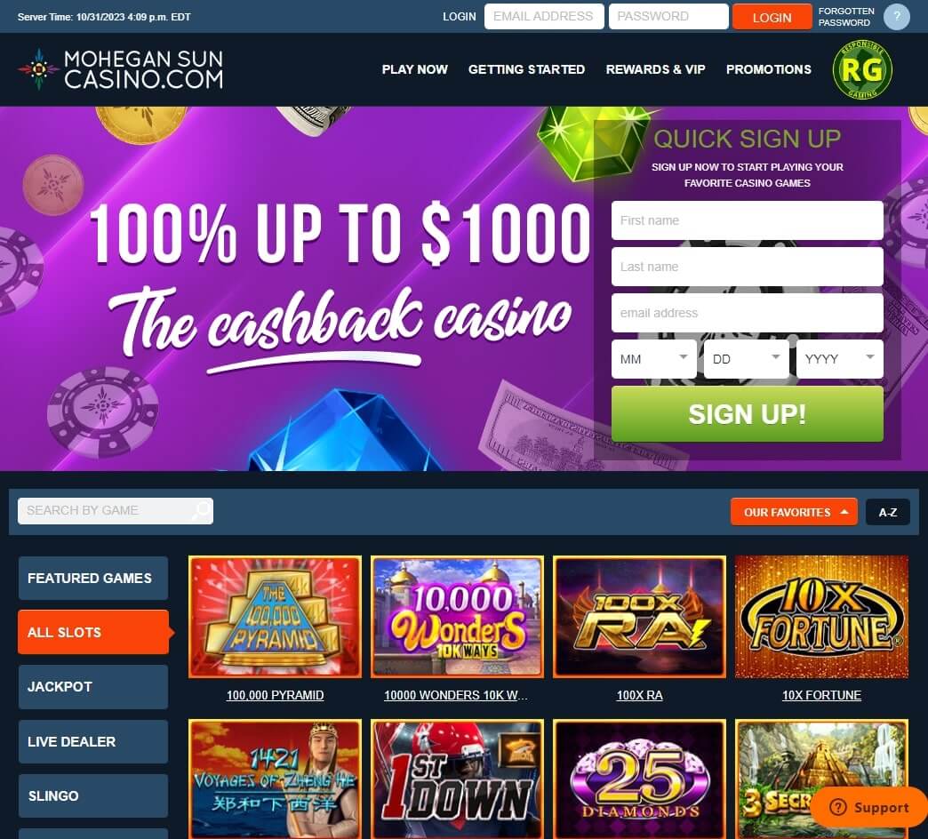 mohegan online casino slots