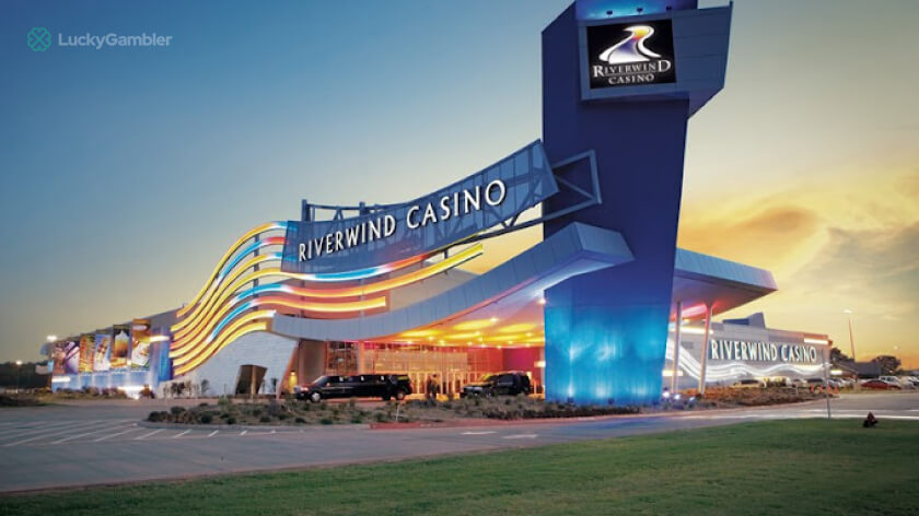 Exterior view of Riverwind Casino in Norman, OK, the sixth-largest casino in the US