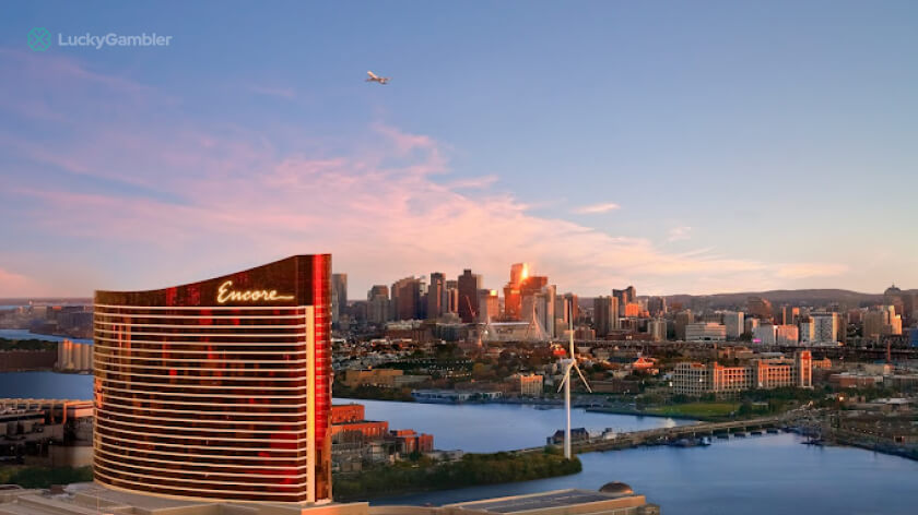 View of Encore Boston Harbor in Everett, MA, the tenth-largest casino in the US