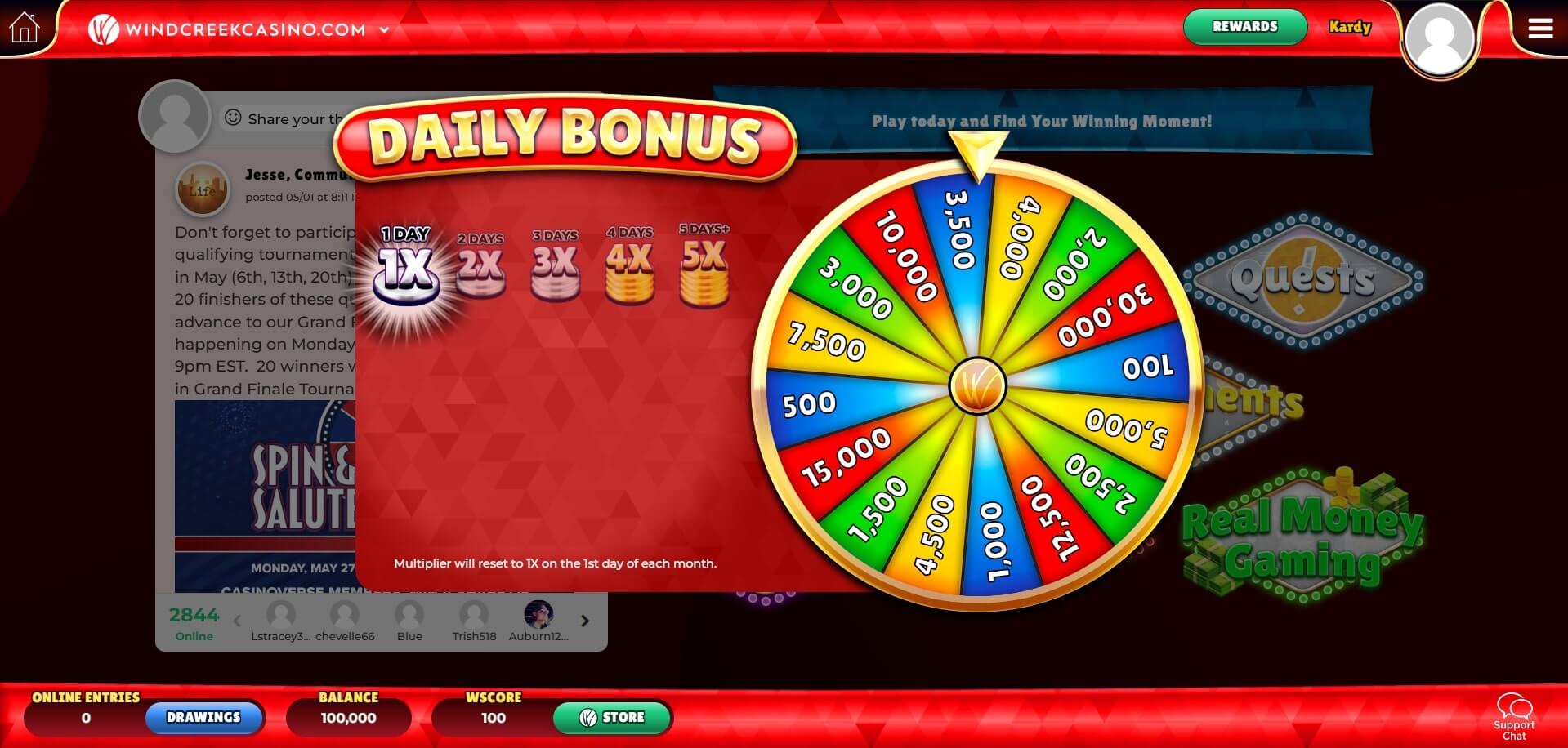 wind greek social casino bonuses