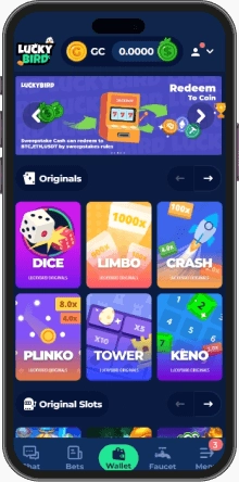 luckybird social casino phone image