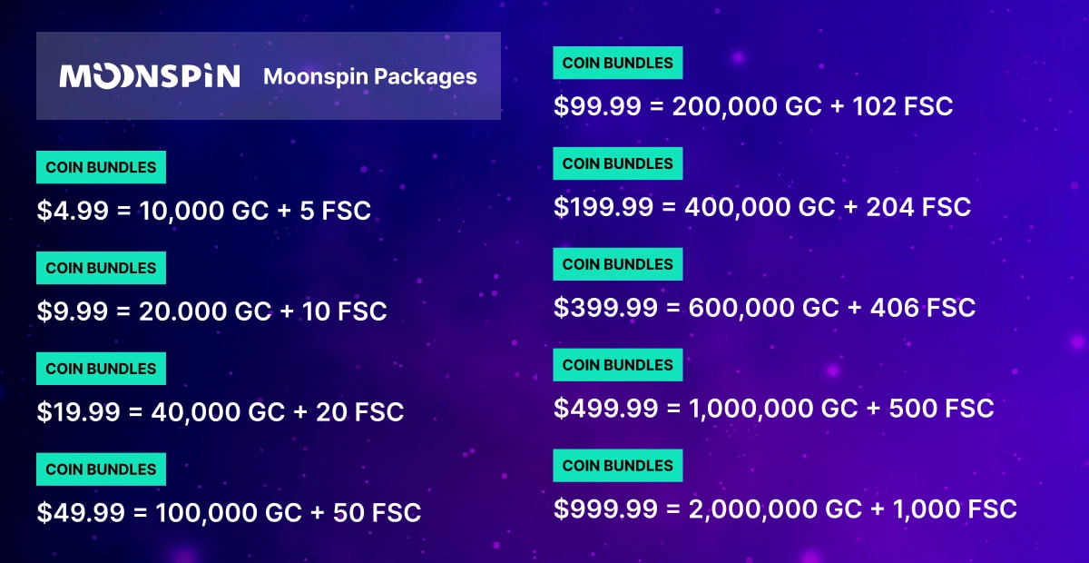 Moonspin coin packages