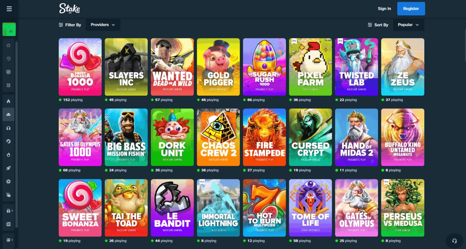 Stake.us casino games