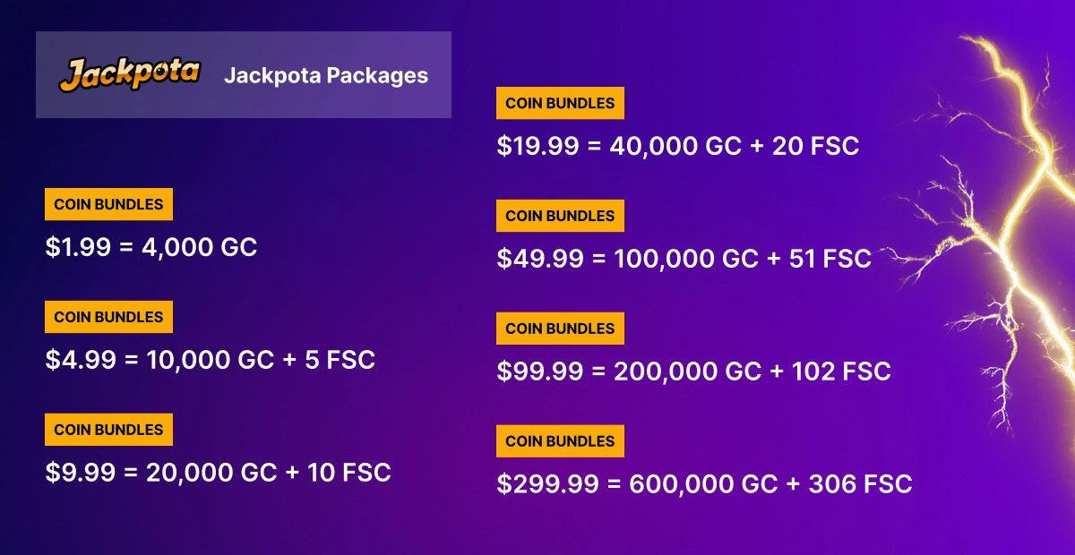 Jackpota coin packages