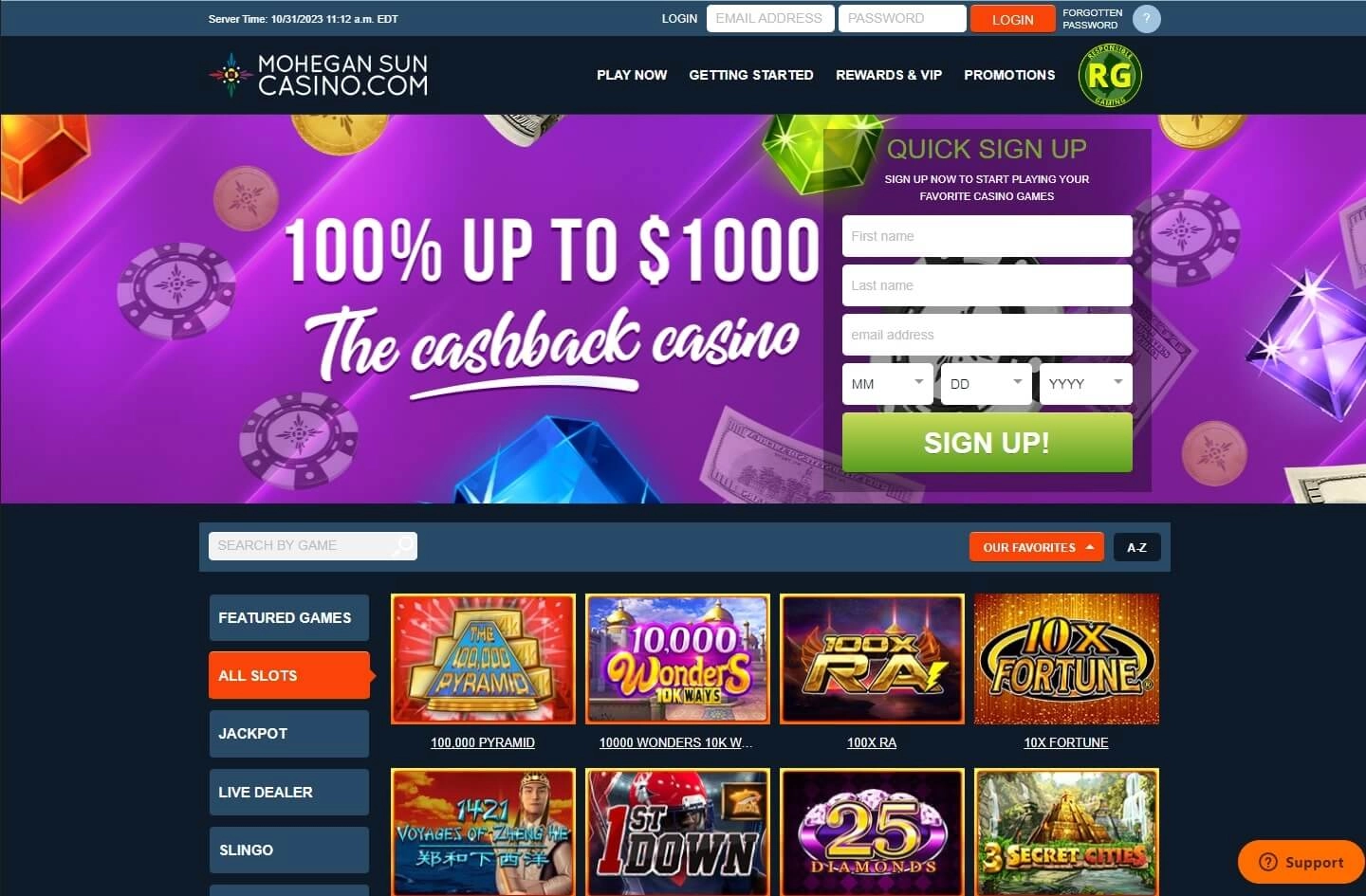 mohegan casinos games