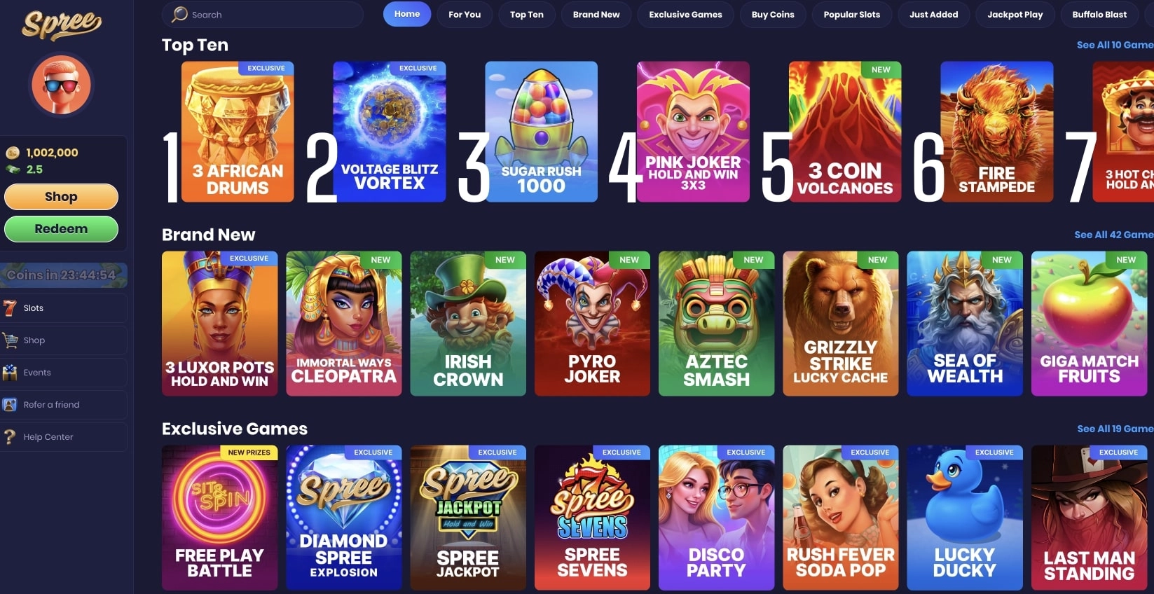 Spree casino games