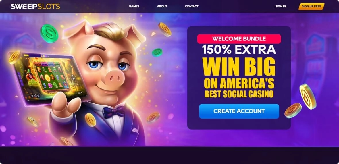 SweepSlots socail casino main image